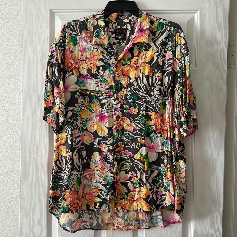 Vintage Jams World Garden Passion Hawaiian Shirt Size XL